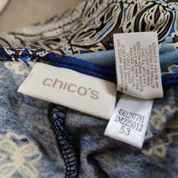 Chico's Exotic Ornaments Adelina Top Size 3 (XL) Ombre Colors Stretch Pullover - Picture 9 of 13